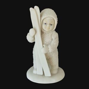 Vintage Snowbabies Let's Go Skiing Bisque Figurine Dept 56 Collectible 1992